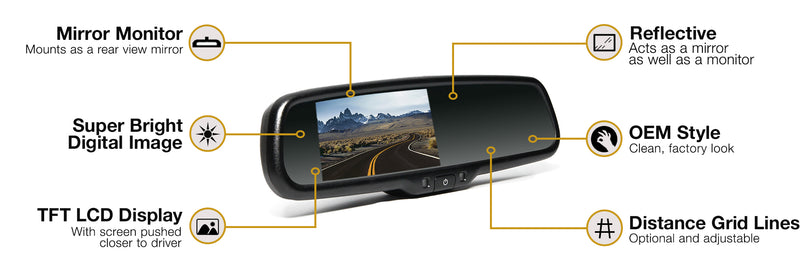 Backup Camera System with Replacement Mirror Display
