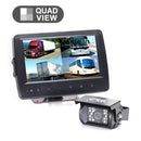 Backup Camera System with Waterproof Quad View Monitor