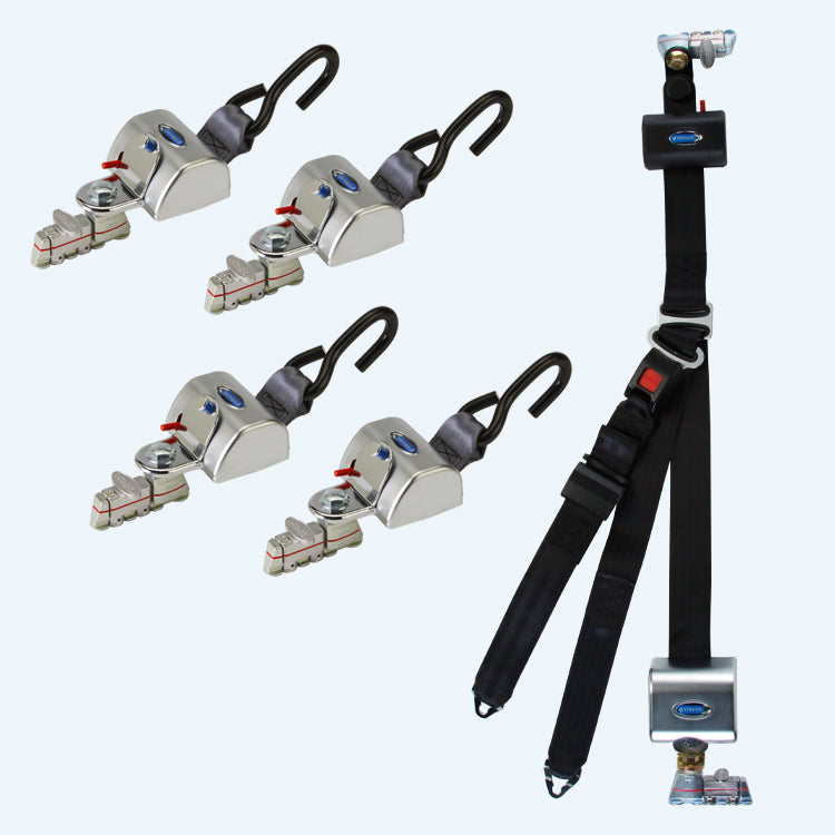 Q Rope Retractable Q'Straint QRT MAX L-Track Retractors with Retractable Belts - 4-Pack