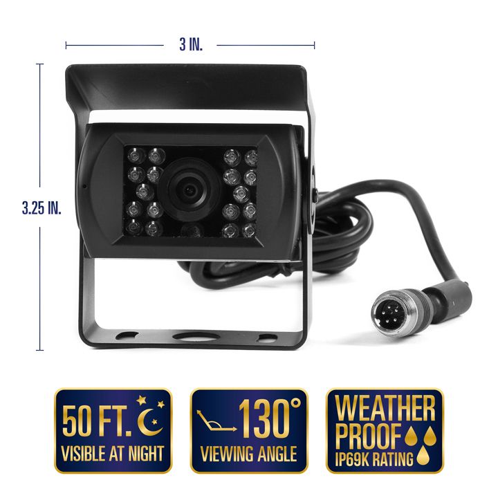 Backup Camera System | Two Camera Setup (One Surface Mount, One 130°) with Trailer Tow Quick Connect Kit